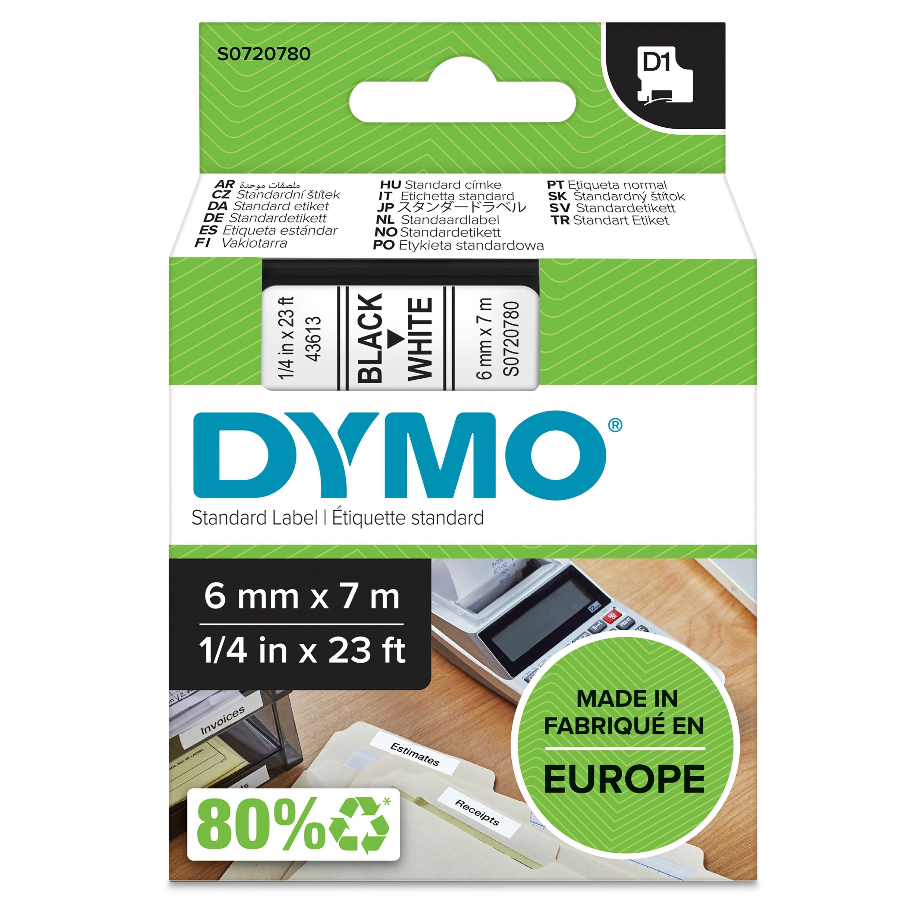 MÄRKBAND DYMO D1 6X7 SVARTXVIT