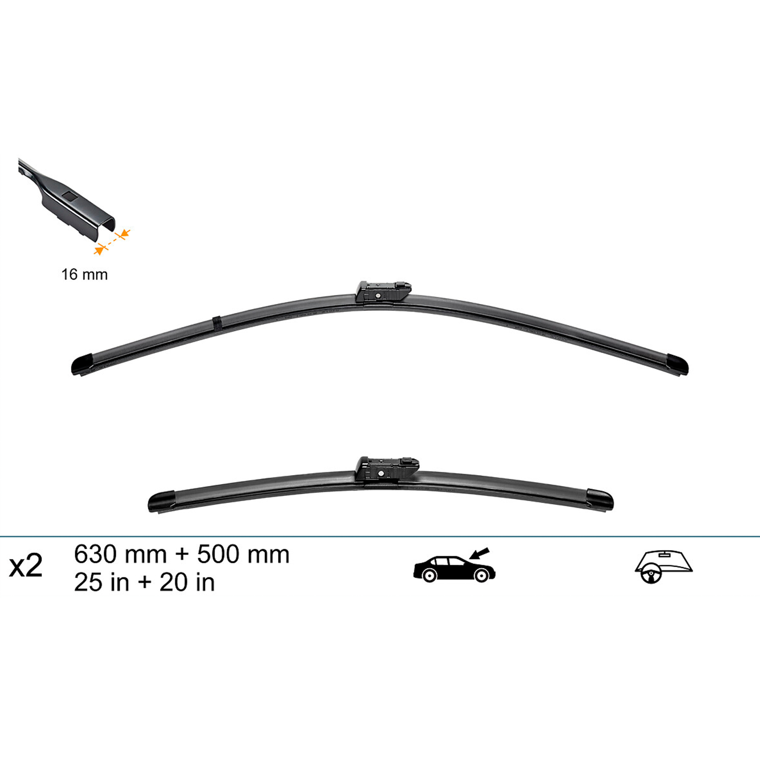 Torkarblad Flatblade Universal set 630 + 500 mm