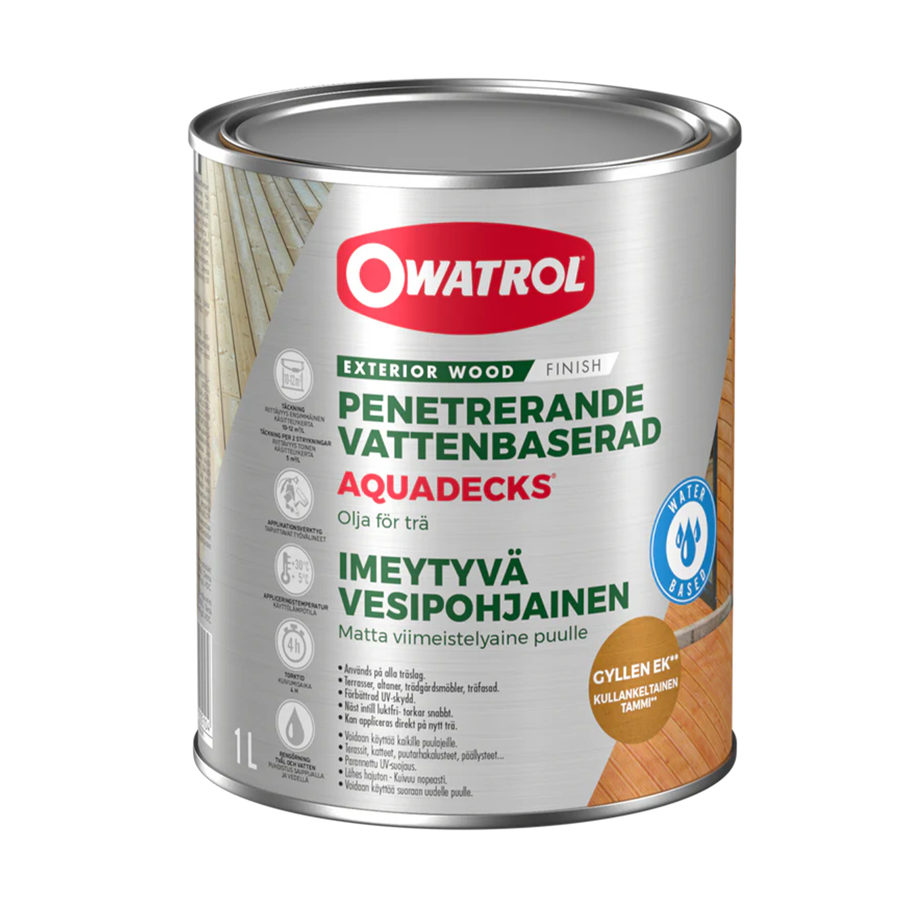 Träolja Owatrol Aquadecks Gyllene ek, 1 liter