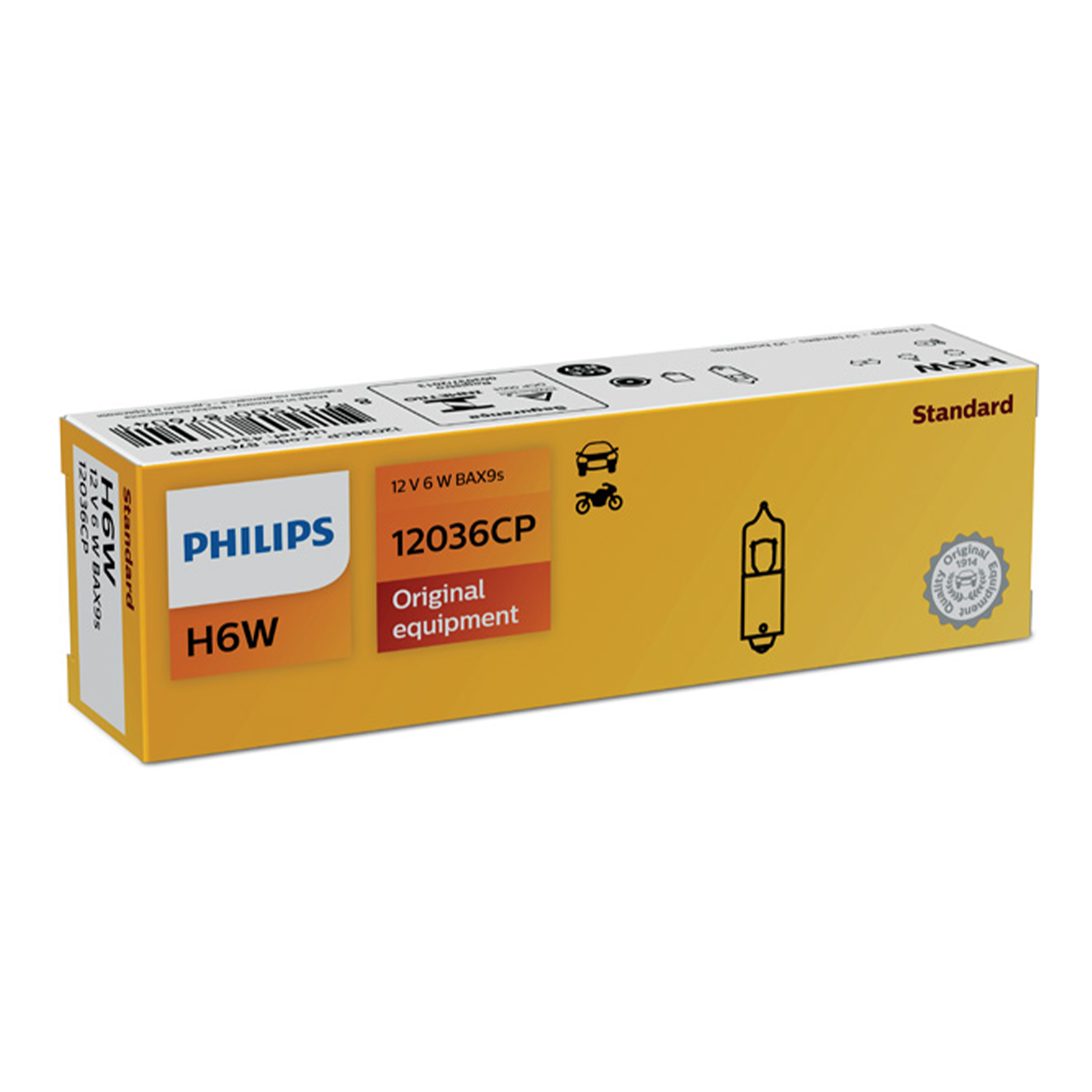 Blinkerslampa Philips H6W, 12V 6W BAX9s
